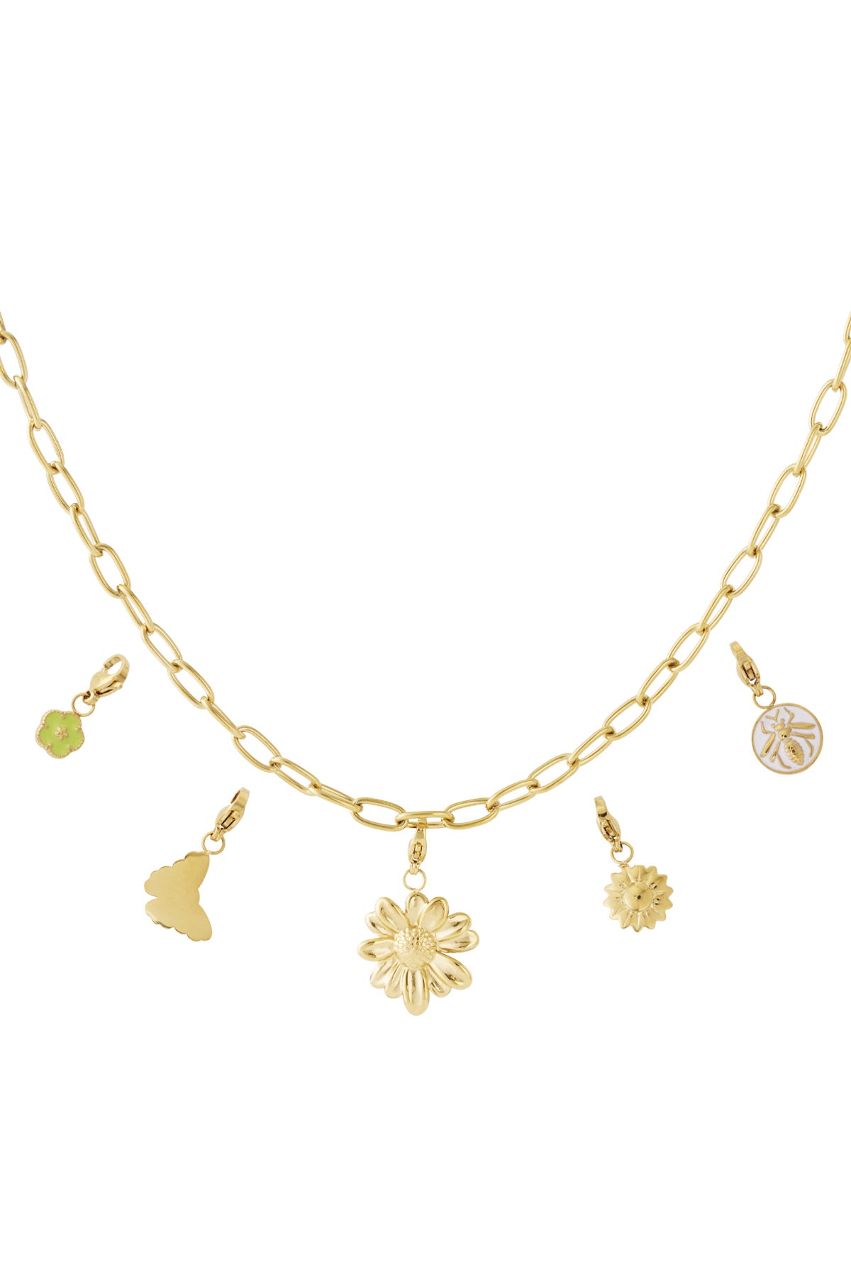 Halsband med fjärils- och blomberlocker