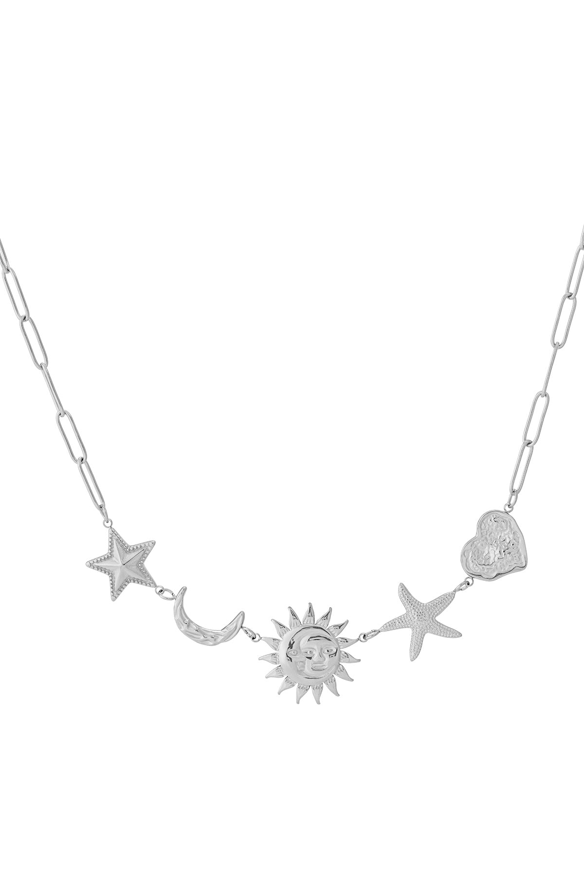 Halsband med sol-, måne- och stjärnberlocker