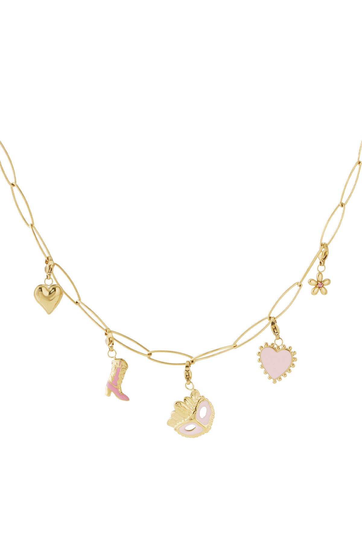 Halsband med rosa hjärta och väskberlock