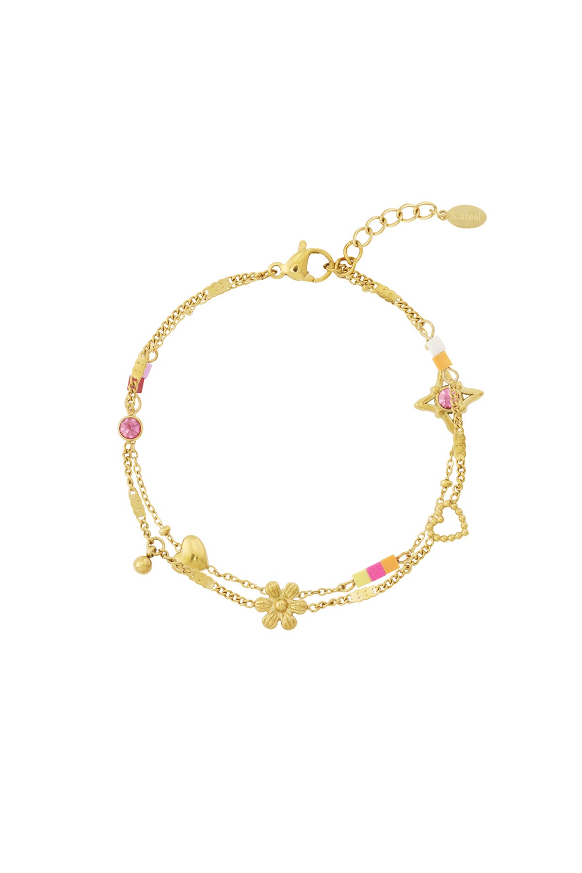 Armband med berlocker och blommor