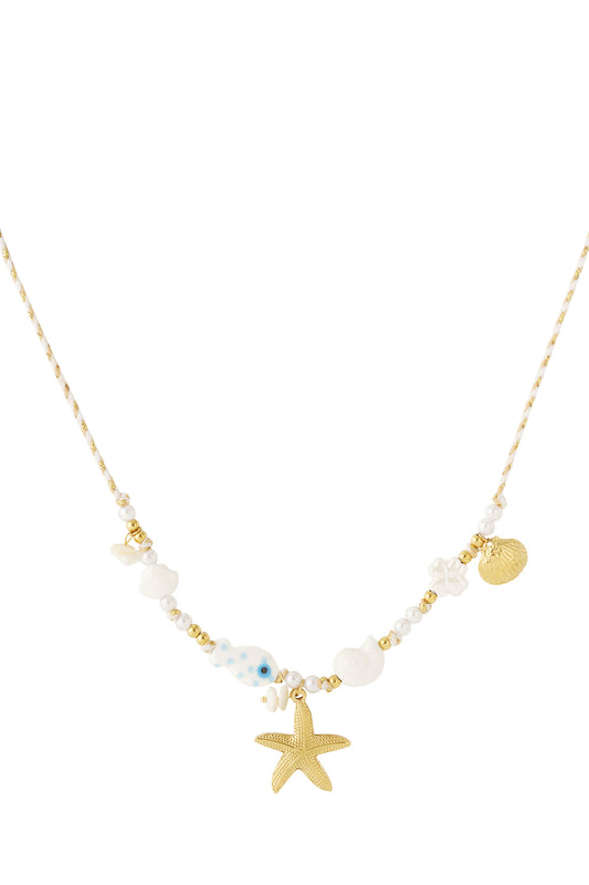 Halsband med snäckor och sjöstjärnor