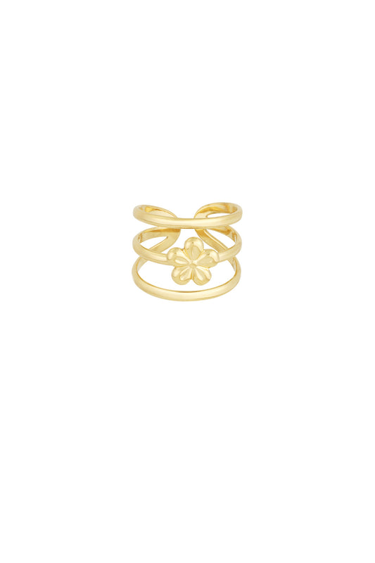 Trippelbandsring med blomstermotiv