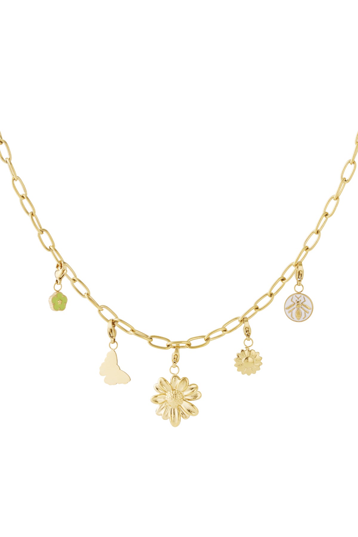 Halsband med fjärils- och blomberlocker