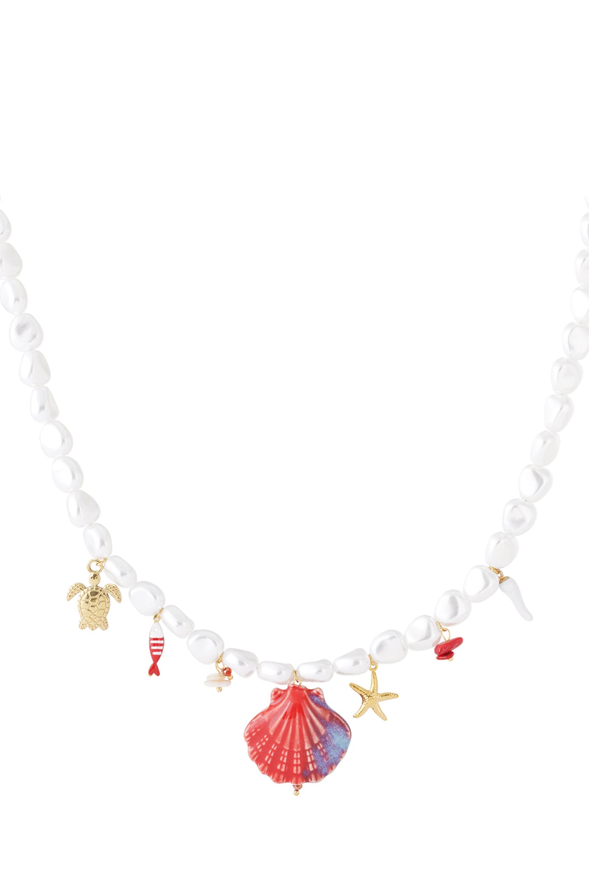 Pärlhalsband med färgglada berlocker