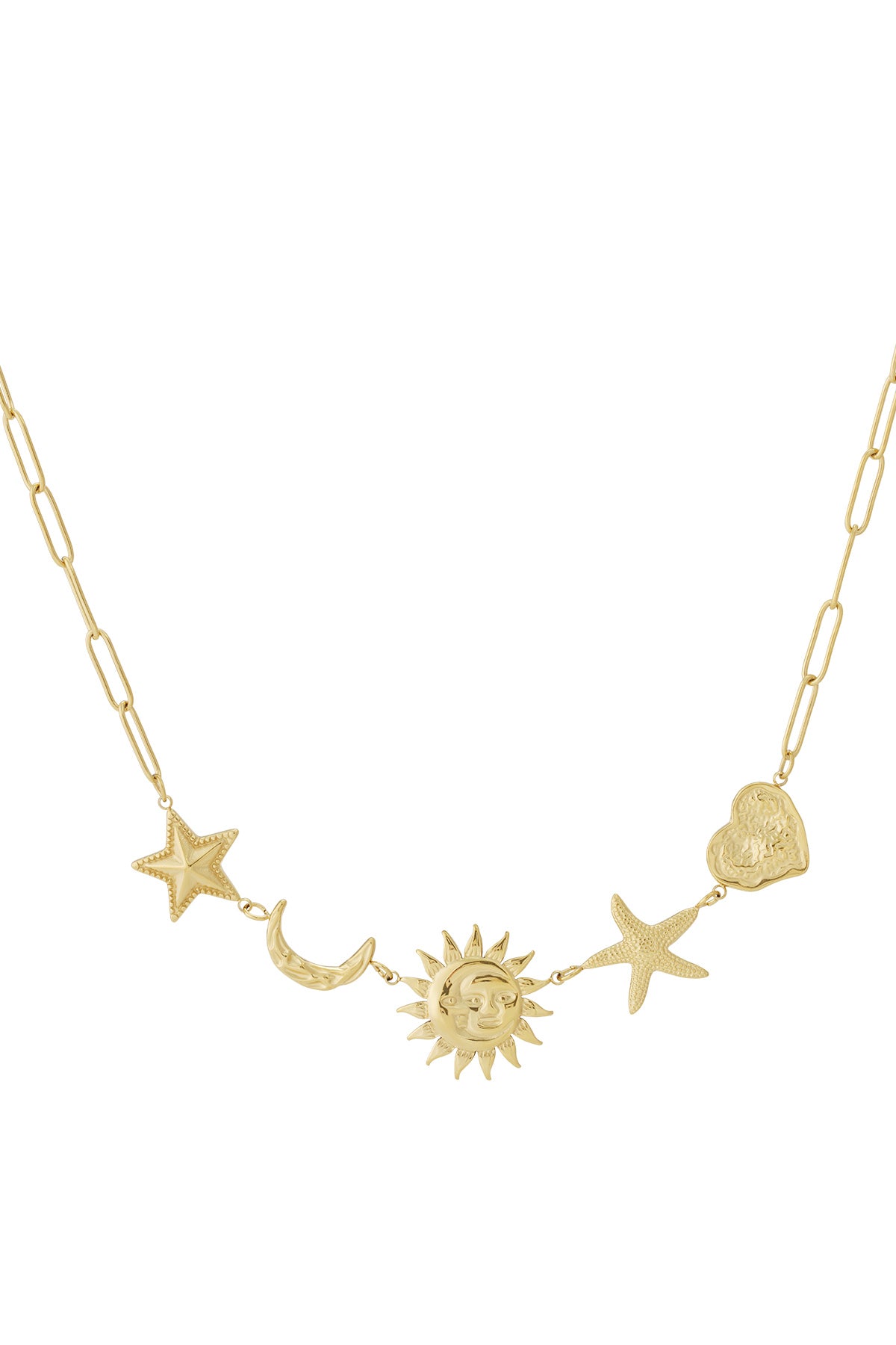 Halsband med sol-, måne- och stjärnberlocker