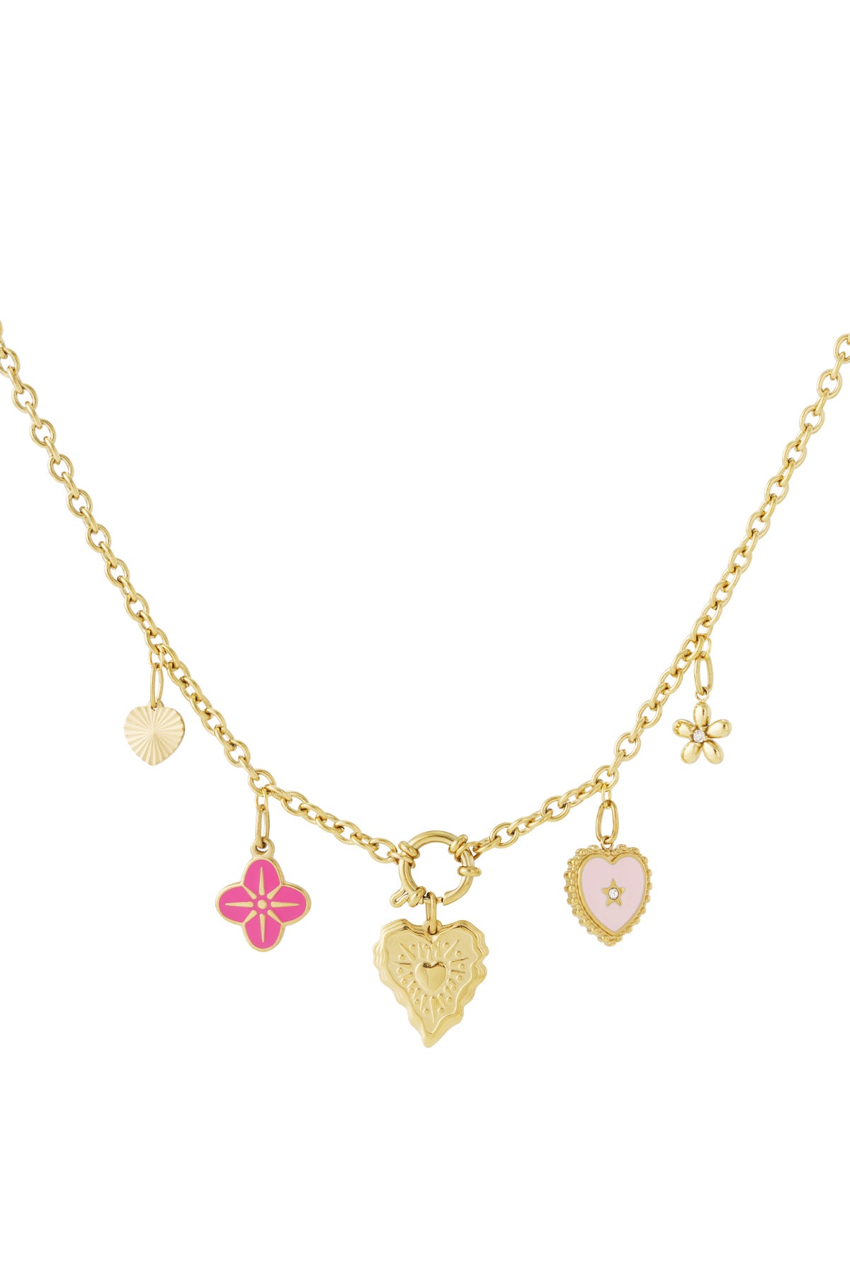 Halsband med hjärtberlock och rosa detaljer