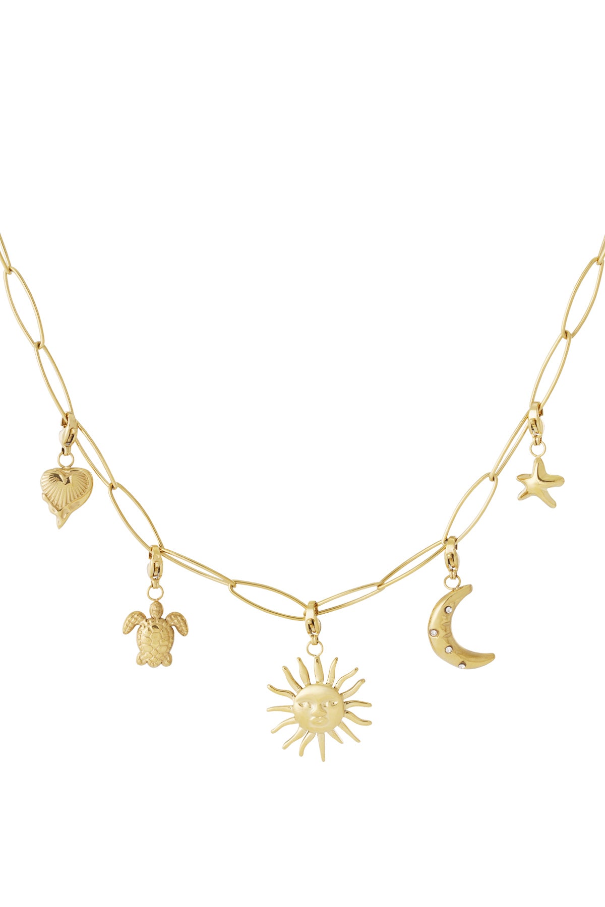 Halsband med sol-, måne- och havsberlocker