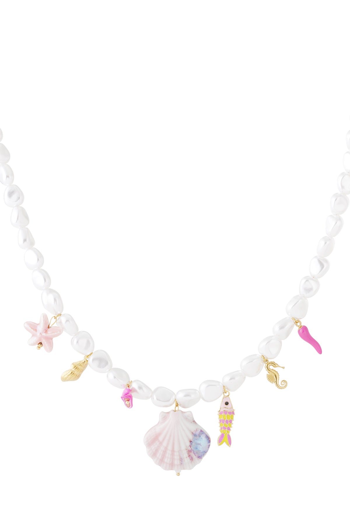 Pärlhalsband med färgglada berlocker