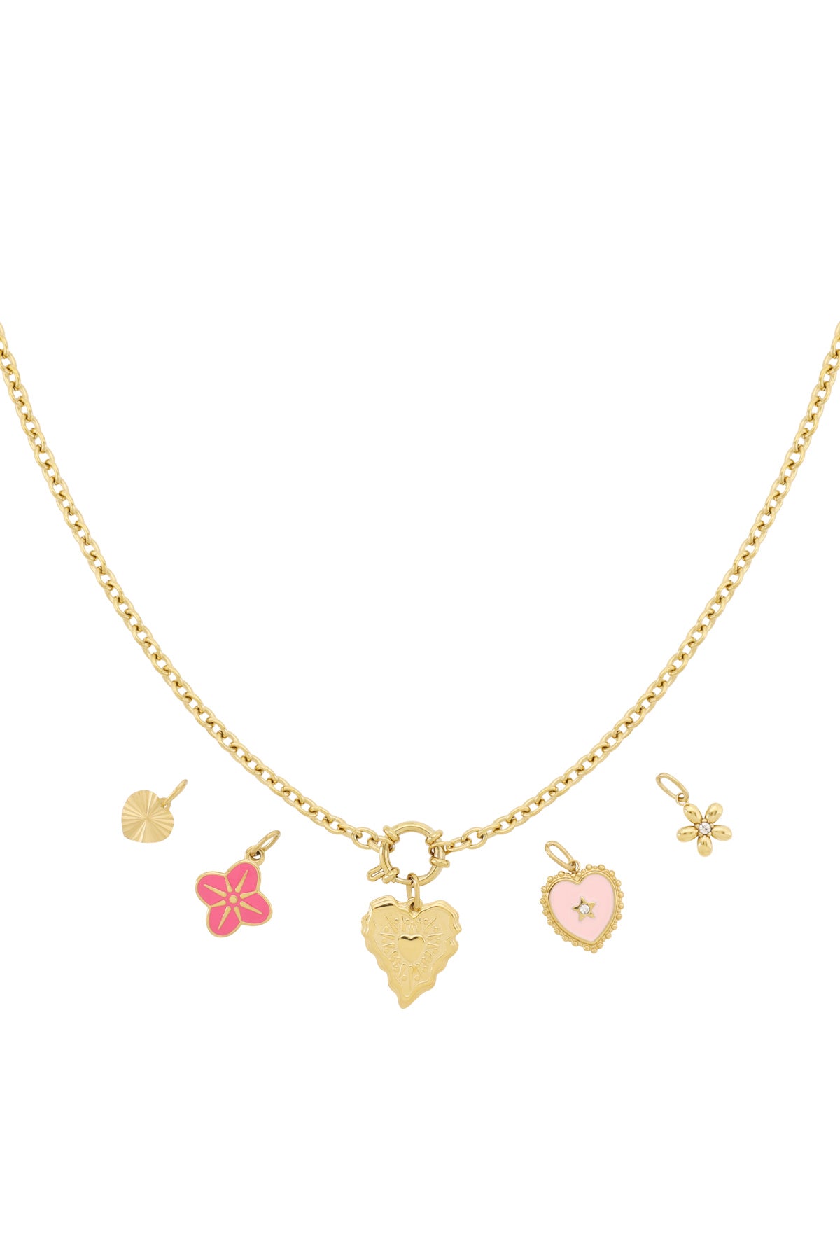 Halsband med hjärtberlock och rosa detaljer