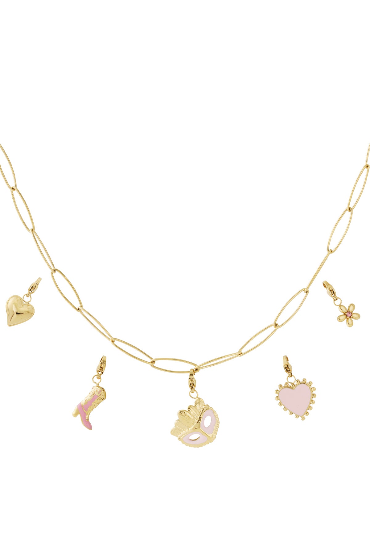 Halsband med rosa hjärta och väskberlock