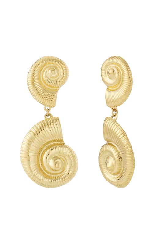 Gyllene spiralformade snäckskalörhängen