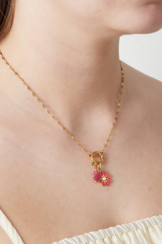 Halsband rosa blomma